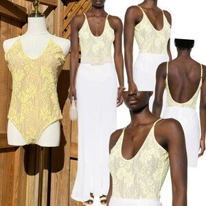 🆕 ZIMMERMANN 🧿 NWT Corded-Lace Bodysuit, Lemon Yellow - Sz 2 US 8